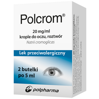 Polcrom 20 mg/ ml, krople do oczu, rozwór, 2 x 5 ml USZKODZONE OPAKOWANIE - zdjęcie produktu