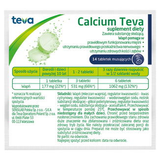 Calcium Teva, 14 tabletek musujących KRÓTKA DATA - zdjęcie produktu