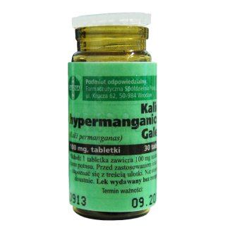 Kalium Hypermanganicum Galena 100 mg, nadmanganian potasu, 30 tabletek - zdjęcie produktu