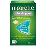 Nicorette Classic Gum 2 mg, guma do żucia lecznicza, 105 sztuk - miniaturka zdjęcia produktu