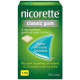 Nicorette Classic Gum 4 mg, guma do żucia lecznicza, 105 sztuk USZKODZONE OPAKOWANIE - miniaturka zdjęcia produktu