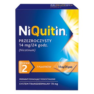 NiQuitin Przezroczysty 14 mg/ 24h, system transdermalny, plastry, 7 sztuk  - zdjęcie produktu
