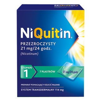 NiQuitin Przezroczysty 21 mg/ 24h, system transdermalny, plastry, 7 sztuk - zdjęcie produktu