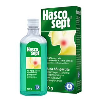 Hascosept 1,5 mg/g, roztwór do stosowania w jamie ustnej, 100 g - zdjęcie produktu