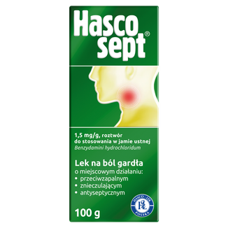 Hascosept 1,5 mg/g, roztwór do stosowania w jamie ustnej, 100 g - zdjęcie produktu