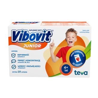 Vibovit Junior, 4-12 lat, smak truskawkowy, 30 saszetek - zdjęcie produktu