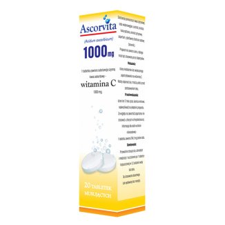 Ascorvita 1000 mg, 20 tabletek musujących USZKODZONE OPAKOWANIE - zdjęcie produktu