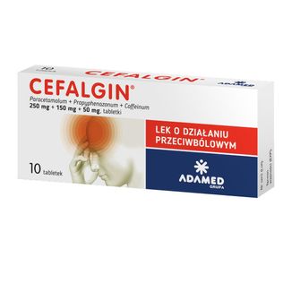 Cefalgin 250 mg + 150 mg + 50 mg, 10 tabletek USZKODZONE OPAKOWANIE - zdjęcie produktu