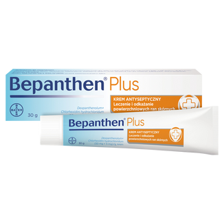 Bepanthen Plus (50 mg + 5 mg)/ g, krem antyseptyczny na rany, 30 g - zdjęcie produktu