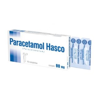 Paracetamol Hasco 80 mg, czopki doodbytnicze, 10 sztuk - zdjęcie produktu