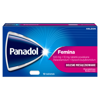 Panadol Femina 500 mg + 10 mg, 10 tabletek powlekanych USZKODZONE OPAKOWANIE - zdjęcie produktu