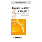Calcium Sandoz + Vitamina C 260 mg + 1000 mg, smak pomarańczowy, 10 tabletek musujących - miniaturka zdjęcia produktu