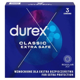 Durex Extra Safe, prezerwatywy z większą ilością lubrykantu, wzmocnione, 3 sztuki - zdjęcie produktu