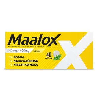 Maalox 400 mg + 400 mg, 40 tabletek - zdjęcie produktu