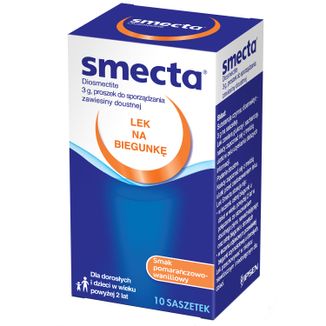 Smecta 3 g, smak pomarańczowo-waniliowy, 10 saszetek USZKODZONE OPAKOWANIE - zdjęcie produktu