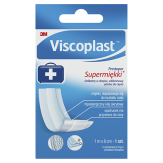 Plaster Viscoplast Prestopor, biały, do cięcia, 1 m x 8 cm, 1 sztuka - zdjęcie produktu