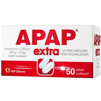 Apap Extra 500 mg + 65 mg, 50 tabletek powlekanych - zdjęcie produktu