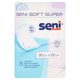 Seni Soft Super, podkłady higieniczne, 90 cm x 60 cm, 5 sztuk - zdjęcie produktu