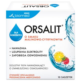 Orsalit dla dorosłych, smak cytrynowo-malinowy,  4,46 g x 10 saszetek USZKODZONE OPAKOWANIE - zdjęcie produktu