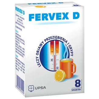 Fervex D 500 mg + 200 mg + 25 mg, granulat do sporządzania roztworu doustnego, 8 saszetek - zdjęcie produktu