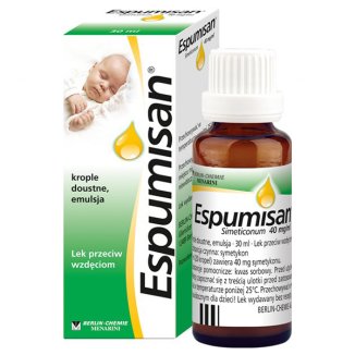 Espumisan 40 mg/ ml, krople doustne, emulsja dla dzieci po 1 miesiącu, 30 ml USZKODZONE OPAKOWANIE - zdjęcie produktu