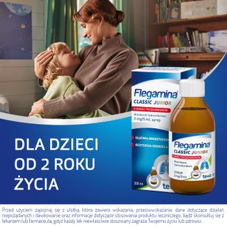Flegamina Junior 2 mg/ 5 ml, smak truskawkowy, syrop, 200 ml - 6 Flegamina Junior 2 mg/ 5 ml, smak truskawkowy, syrop, 200 ml - 6 - zdjęcie produktu