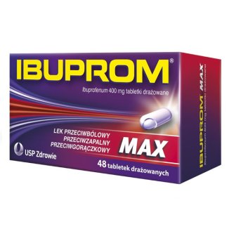 Ibuprom Max 400 mg, 48 tabletek drażowanych - zdjęcie produktu