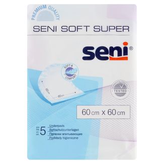 Seni Soft Super, podkłady higieniczne, 60 cm x 60 cm, 5 sztuk - zdjęcie produktu