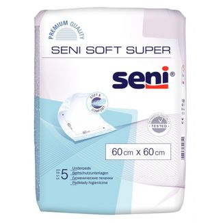 Seni Soft Super, podkłady higieniczne, 60 cm x 60 cm, 5 sztuk - zdjęcie produktu