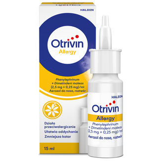 Otrivin Allergy (2,5 mg + 0,25 mg)/ ml, aerozol do nosa, 15 ml USZKODZONE OPAKOWANIE - zdjęcie produktu