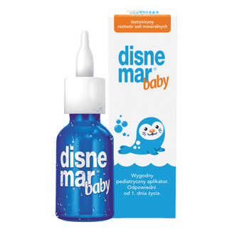 Disnemar Baby, izotoniczny roztwór soli mineralnych do nosa, 25 ml Disnemar Baby, izotoniczny roztwór soli mineralnych do nosa, 25 ml - zdjęcie produktu
