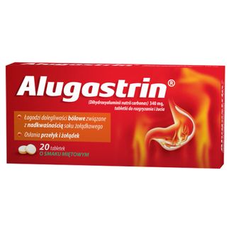 Alugastrin 340 mg, smak miętowy, 20 tabletek do rozgryzania i żucia - zdjęcie produktu