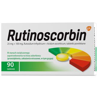 Rutinoscorbin 25 mg + 100 mg, 90 tabletek powlekanych - zdjęcie produktu
