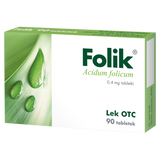 Folik 0,4 mg, 90 tabletek - miniaturka zdjęcia produktu