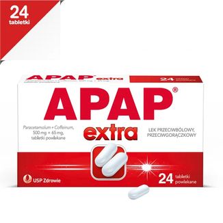 Apap Extra 500 mg + 65 mg, 24 tabletki powlekane - 2 Apap Extra 500 mg + 65 mg, 24 tabletki powlekane - 2 - zdjęcie produktu