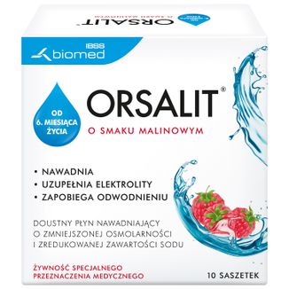 Orsalit, smak malinowy, 4,87 g x 10 saszetek USZKODZONE OPAKOWANIE - zdjęcie produktu