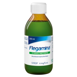 Flegamina Classic o smaku miętowym 4 mg/ 5 ml, syrop, 200 ml Flegamina Classic o smaku miętowym 4 mg/ 5 ml, syrop, 200 ml - zdjęcie produktu