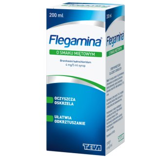 Flegamina Classic o smaku miętowym 4 mg/ 5 ml, syrop, 200 ml - 2 Flegamina Classic o smaku miętowym 4 mg/ 5 ml, syrop, 200 ml - 2 - zdjęcie produktu