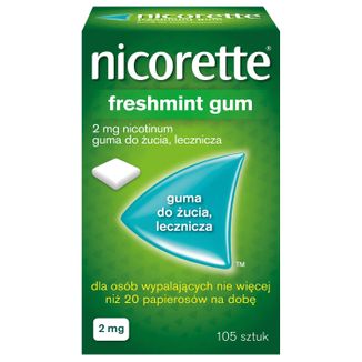 Nicorette FreshMint Gum 2 mg, guma do żucia, lecznicza, 105 sztuk - zdjęcie produktu