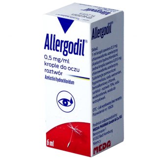 Allergodil 0,5 mg/ ml, krople do oczu, roztwór 6 ml - zdjęcie produktu