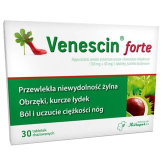 Venescin forte 100 mg + 60 mg, 30 tabletek drażowanych - zdjęcie produktu