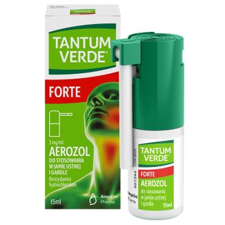 Tantum Verde Forte 3 mg/ ml, aerozol do stosowania w jamie ustnej i gardle, 15 ml USZKODZONE OPAKOWANIE - zdjęcie produktu