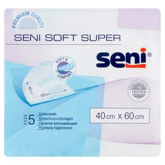 Seni Soft Super, podkłady higieniczne, 40 cm x 60 cm, 5 sztuk - zdjęcie produktu