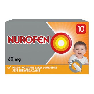 Nurofen dla dzieci 60 mg, czopki , 10 sztuk KRÓTKA DATA - zdjęcie produktu