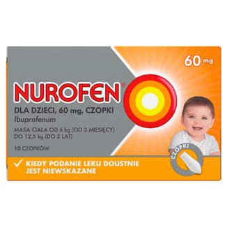Nurofen dla dzieci 60 mg, czopki , 10 sztuk - zdjęcie produktu