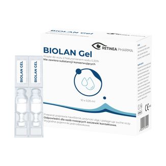 Biolan Gel 0,3%, krople do oczu, 0,35 ml x 10 minimsów USZKODZONE OPAKOWANIE Biolan Gel 0,3%, krople do oczu, 0,35 ml x 10 minimsów USZKODZONE OPAKOWANIE - zdjęcie produktu