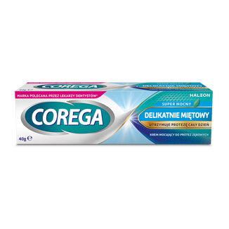 Corega Super Mocny, krem mocujący do protez zębowych, delikatnie miętowy, 40 g - zdjęcie produktu