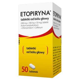 Etopiryna 300 mg + 100 mg + 50 mg, 50 tabletek USZKODZONE OPAKOWANIE - zdjęcie produktu