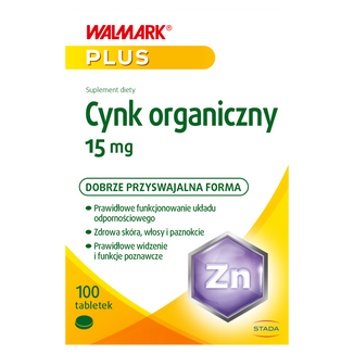 Walmark Cynk organiczny 15 mg, 100 tabletek - zdjęcie produktu
