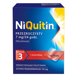 NiQuitin Przezroczysty 7 mg/ 24h, system transdermalny, plastry, 7 sztuk  - zdjęcie produktu